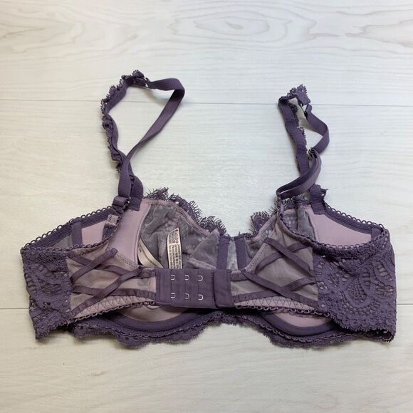 Victoria Secret Dream Angels Push Up Without Padding Bra Purple Lace Size 36 D - Picture 2 of 7
